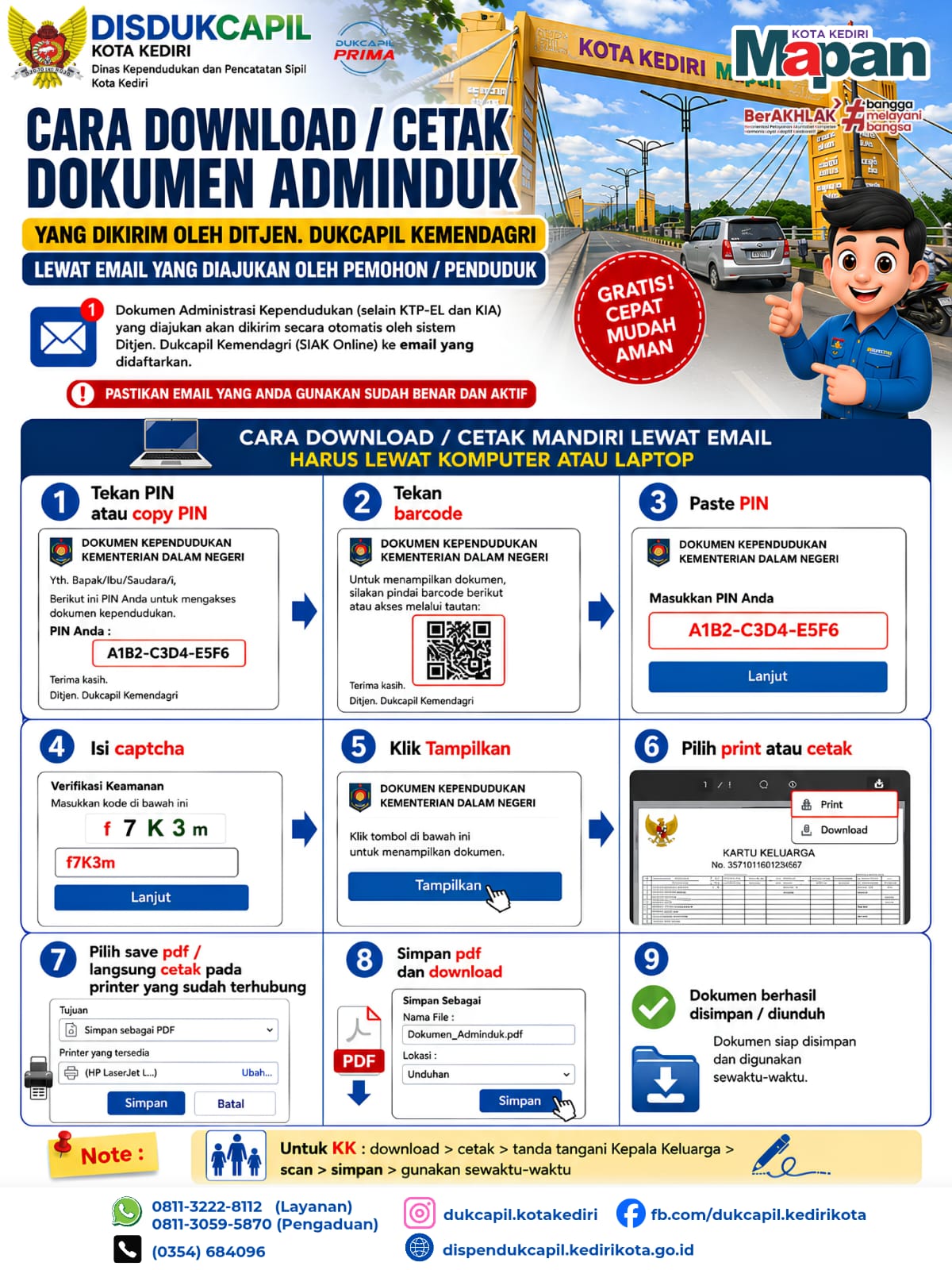 CARA DOWNLOAD / CETAK DOKUMEN ADMINDUK MANDIRI BY EMAIL YANG DIDAFTARKAN