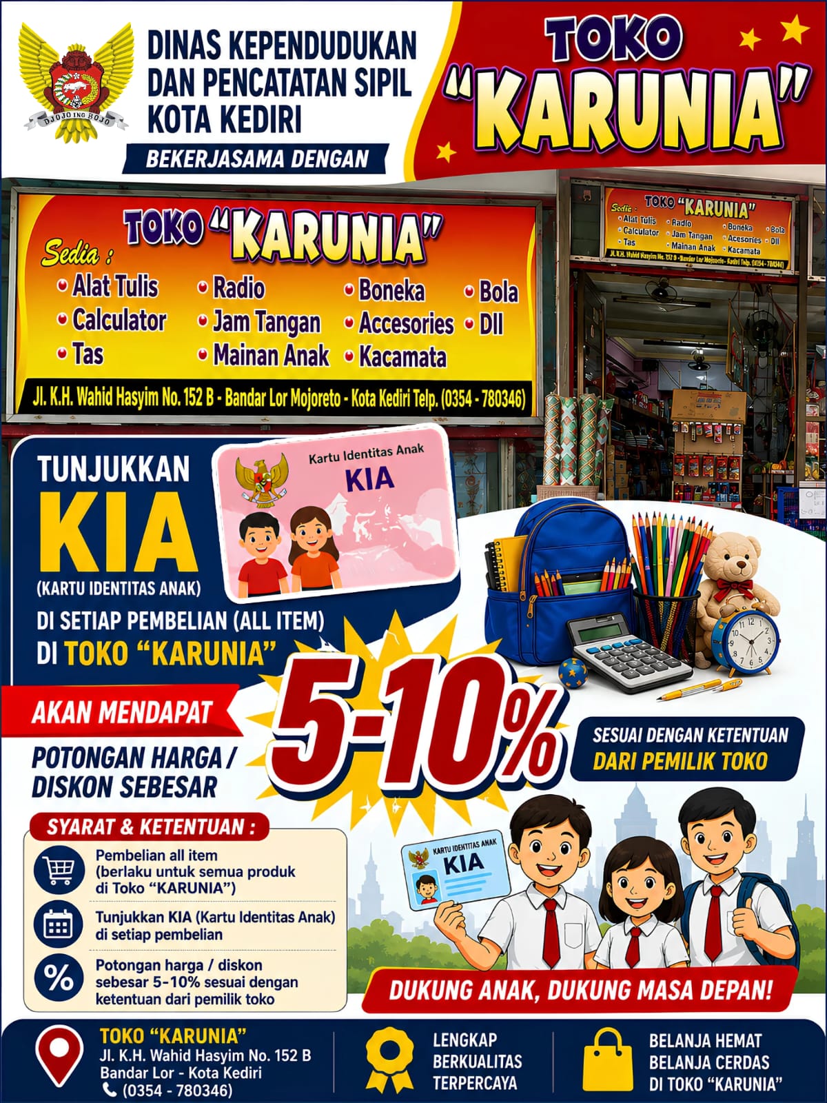 TOKO KARUNIA MITRA KIA DISDUKCAPIL KOTA KEDIRI