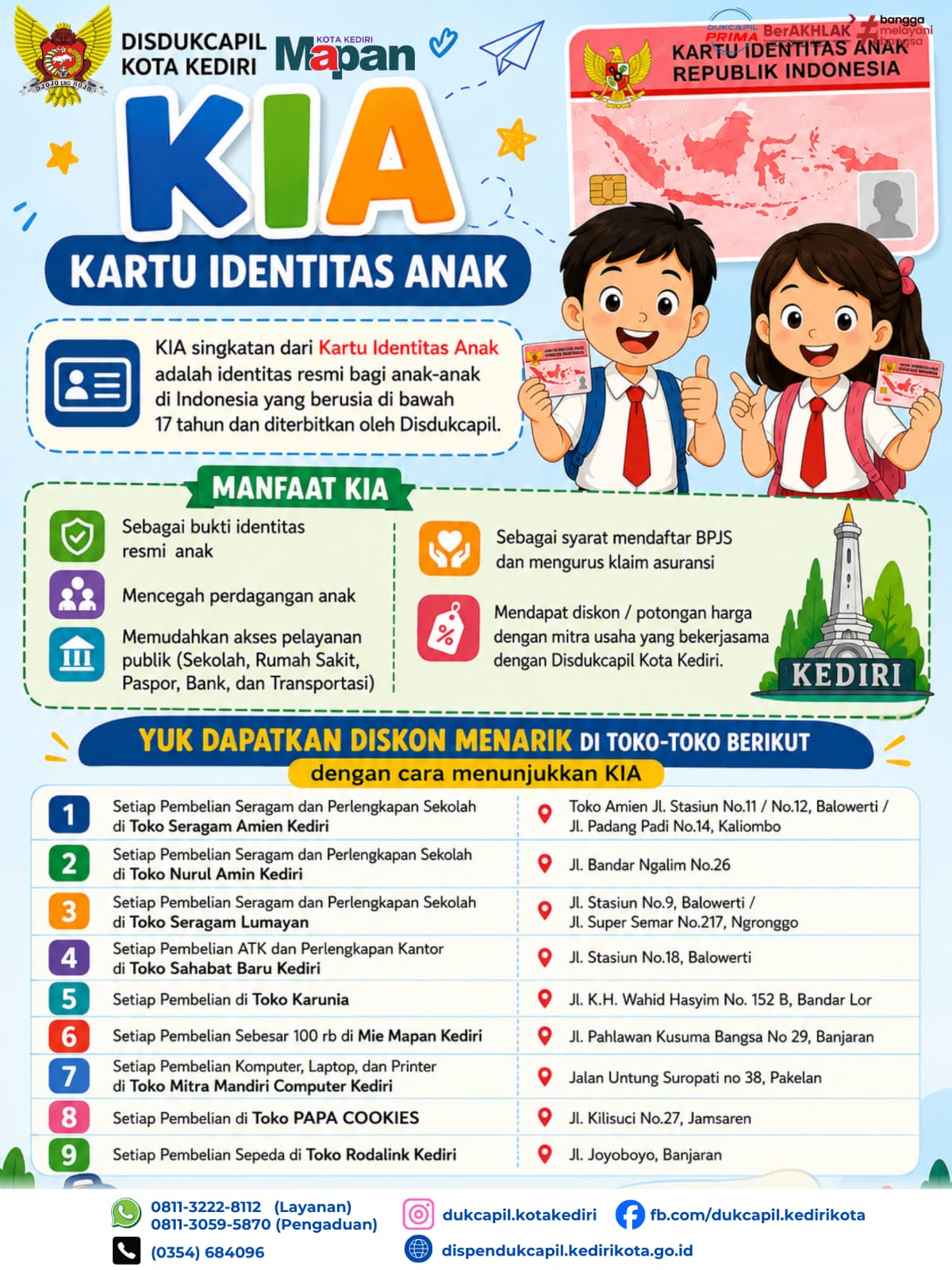 DAFTAR KIA MITRA DISDUKCAPIL KOTA KEDIRI